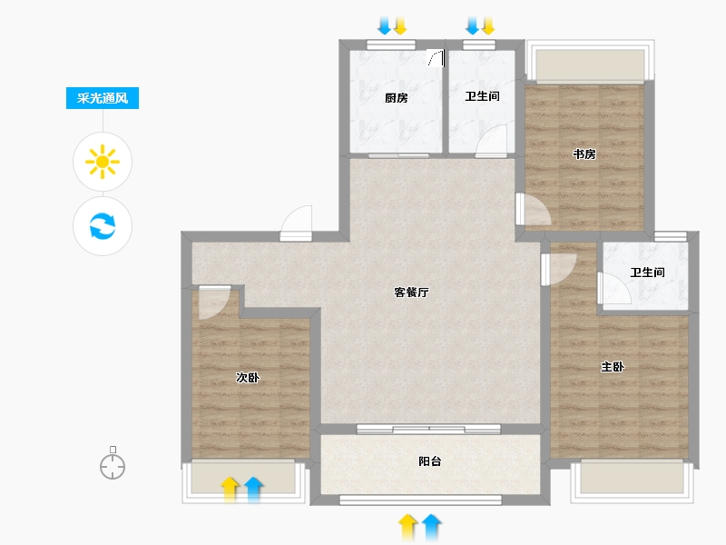 江苏省-扬州市-天赋星辰-94.40-户型库-采光通风