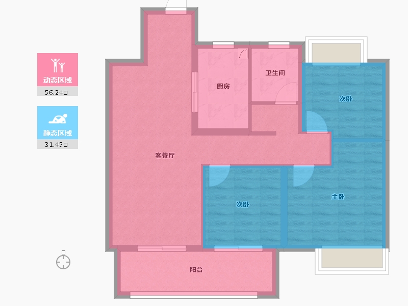 江苏省-扬州市-华侨城万科侨城里-78.40-户型库-动静分区