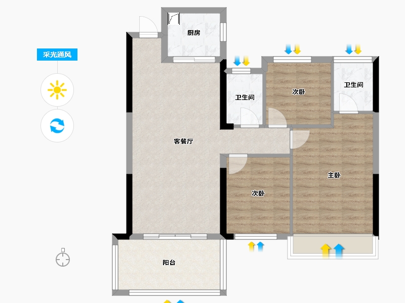 湖北省-荆州市-云锦苑-108.00-户型库-采光通风