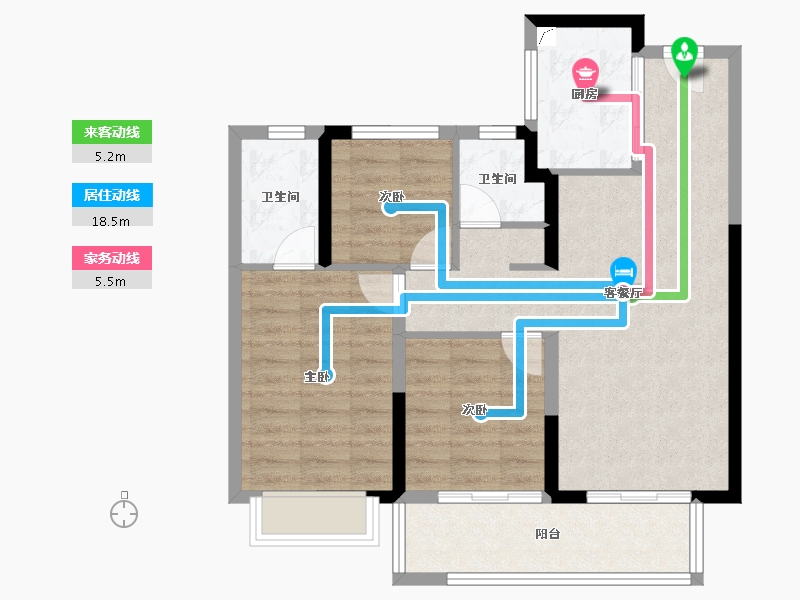 湖北省-荆州市-阳光城文澜公馆-75.95-户型库-动静线