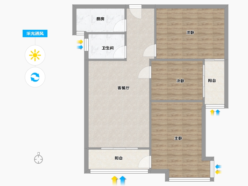 河北省-石家庄市-文荣鑫城-80.00-户型库-采光通风