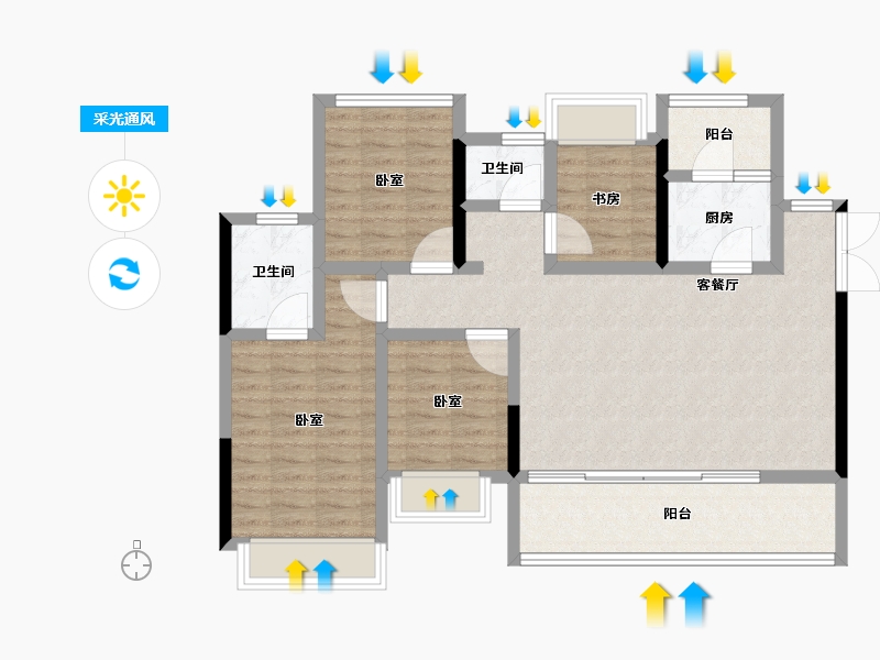 四川省-绵阳市-景茂誉府-96.01-户型库-采光通风