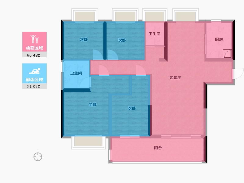 湖南省-岳阳市-碧桂园奥体华府-111.03-户型库-动静分区