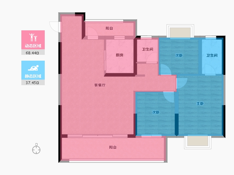 湖北省-荆州市-荆州当代城MOMΛ-94.94-户型库-动静分区