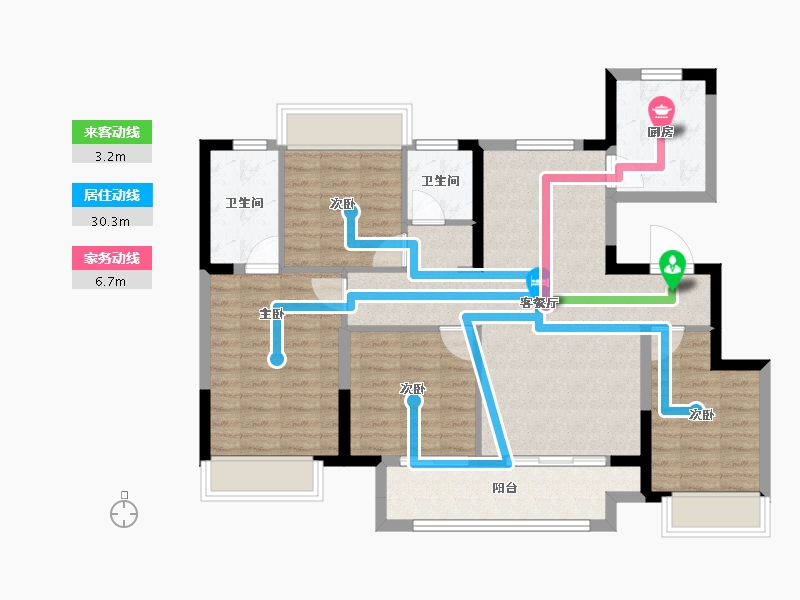 江苏省-南京市-滨江孔雀城-94.85-户型库-动静线