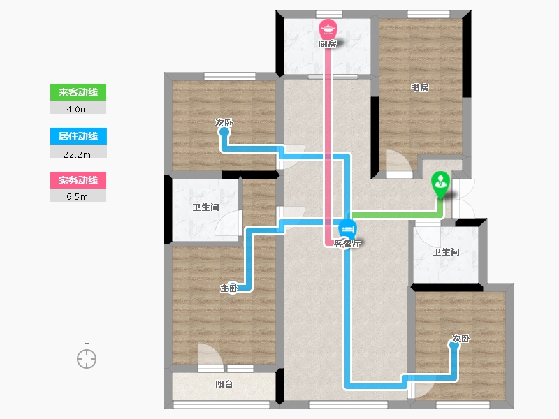 宁夏回族自治区-银川市-舜天润泽府-107.00-户型库-动静线