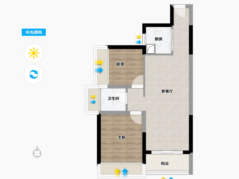 广东省-湛江市-君临蔚蓝海岸-50.09-户型库-采光通风