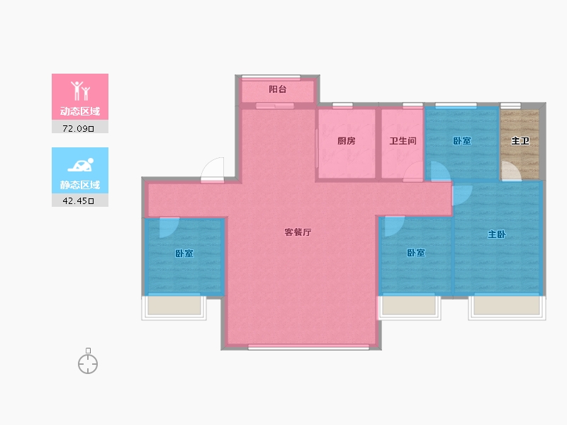 新疆维吾尔自治区-乌鲁木齐市-乌鲁木齐碧桂园三期-108.66-户型库-动静分区