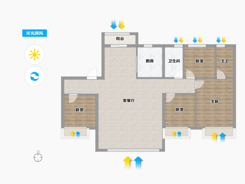 新疆维吾尔自治区-乌鲁木齐市-乌鲁木齐碧桂园三期-108.66-户型库-采光通风