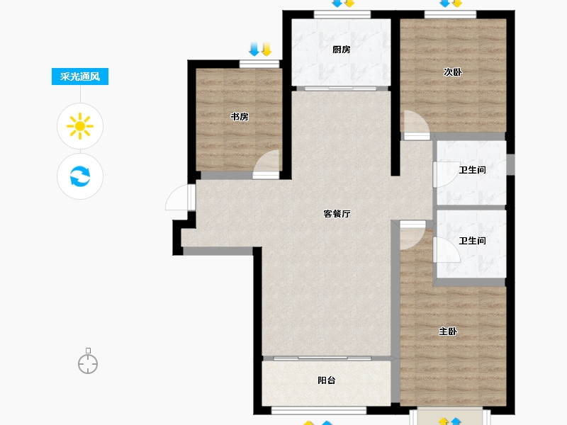 宁夏回族自治区-银川市-宝湖·天脊-92.38-户型库-采光通风