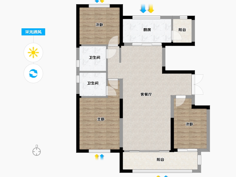 宁夏回族自治区-银川市-宁夏中房花语轩-102.40-户型库-采光通风