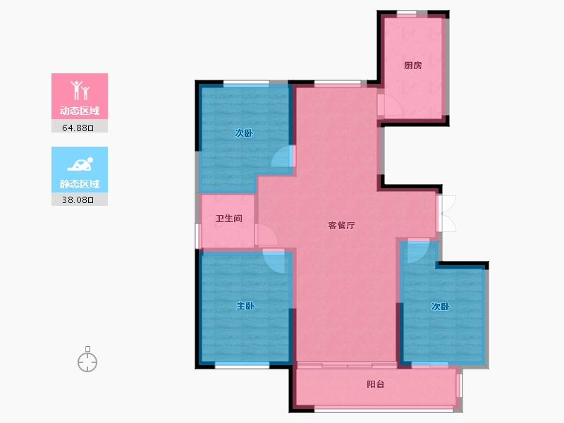 宁夏回族自治区-银川市-宁夏中房花语轩-92.80-户型库-动静分区