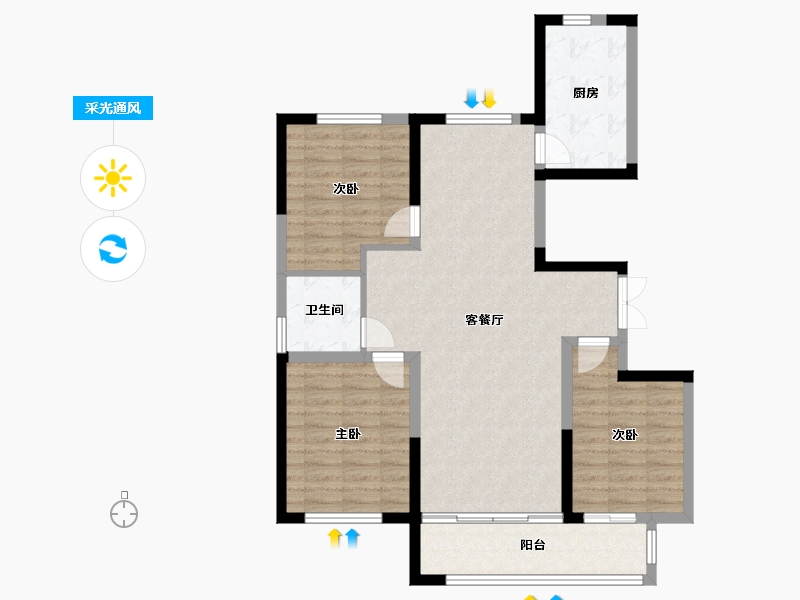 宁夏回族自治区-银川市-宁夏中房花语轩-92.80-户型库-采光通风