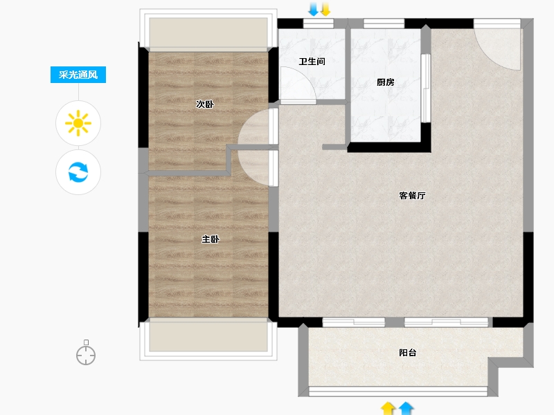 江苏省-南京市-滨江孔雀城-71.20-户型库-采光通风