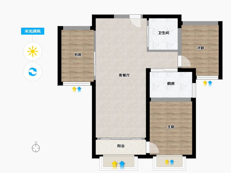 宁夏回族自治区-银川市-宝湖·天脊-75.40-户型库-采光通风