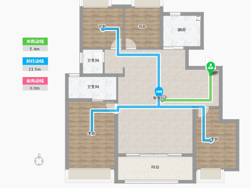 江苏省-扬州市-华侨城万科侨城里-118.40-户型库-动静线