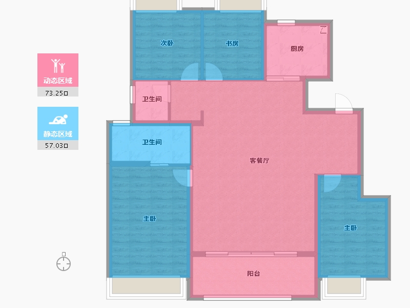 江苏省-扬州市-华侨城万科侨城里-118.40-户型库-动静分区