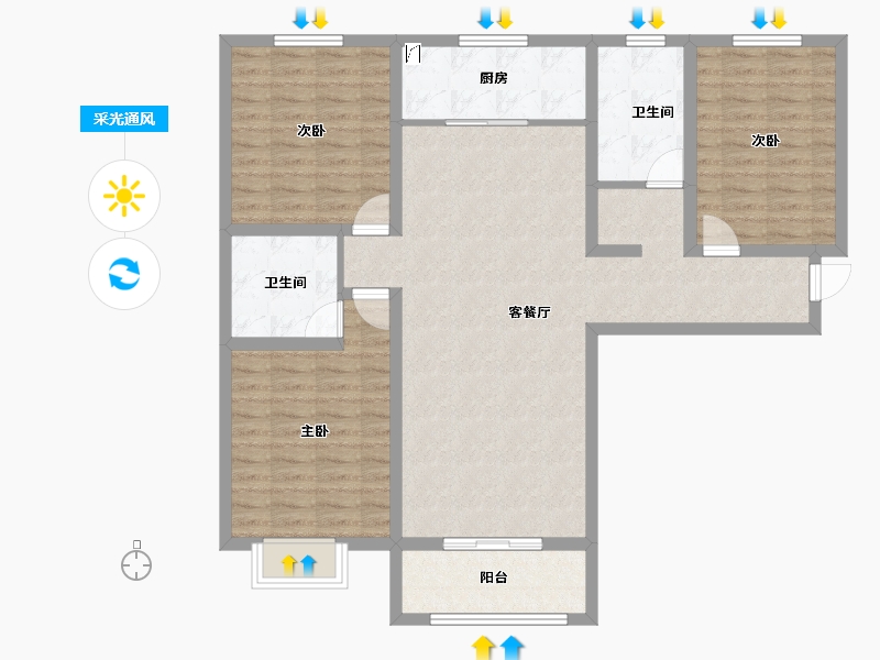 河南省-三门峡市-天河城珺园-111.09-户型库-采光通风