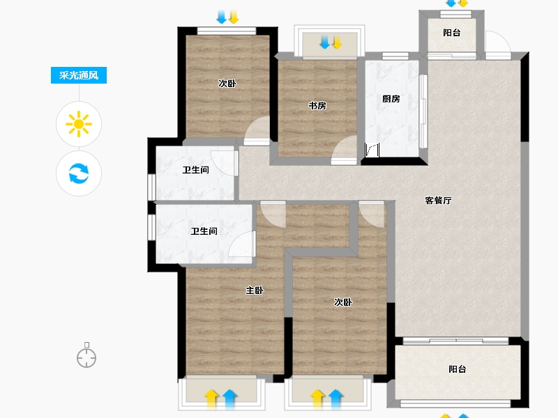 江西省-上饶市-中兆利诚·壹号院-102.17-户型库-采光通风