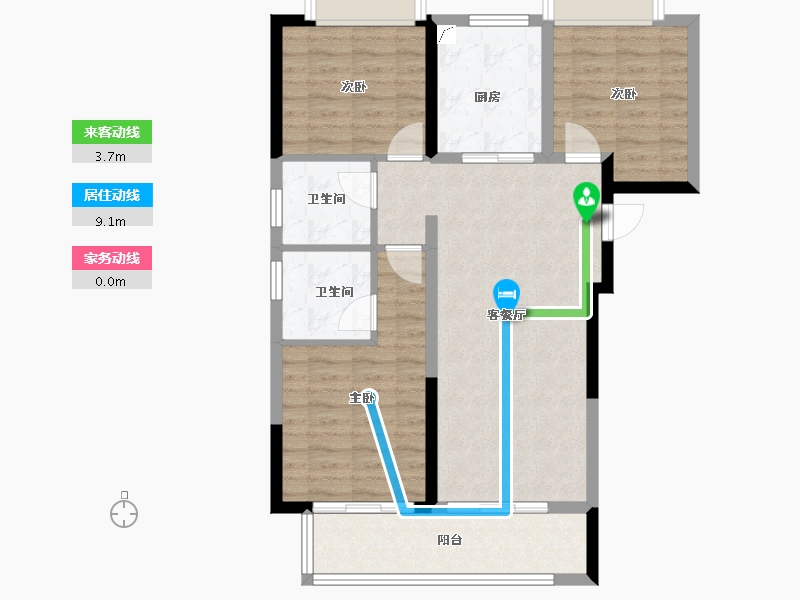 湖北省-荆州市-阳光城文澜公馆-83.79-户型库-动静线