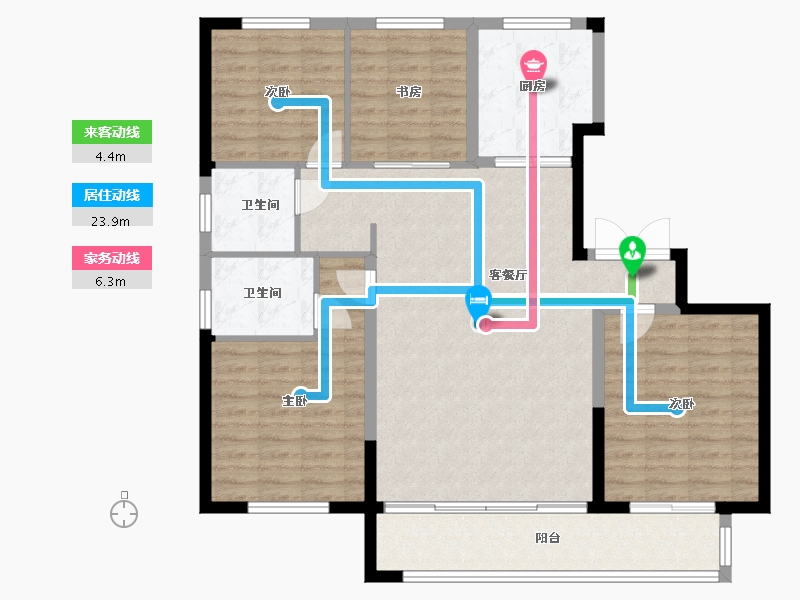 宁夏回族自治区-银川市-宁夏中房花语轩-114.40-户型库-动静线