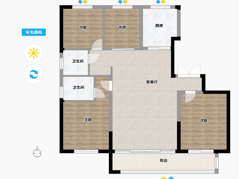 宁夏回族自治区-银川市-宁夏中房花语轩-114.40-户型库-采光通风