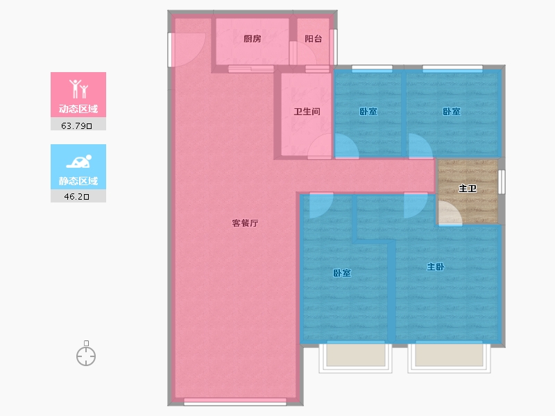 新疆维吾尔自治区-乌鲁木齐市-乌鲁木齐碧桂园三期-103.59-户型库-动静分区