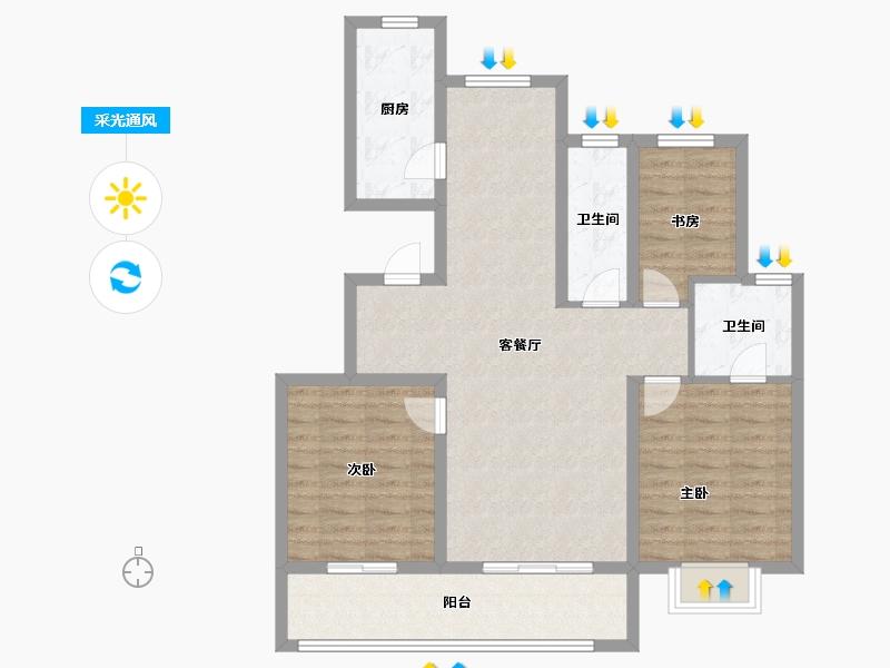 安徽省-宿州市-禾目长安府-92.80-户型库-采光通风