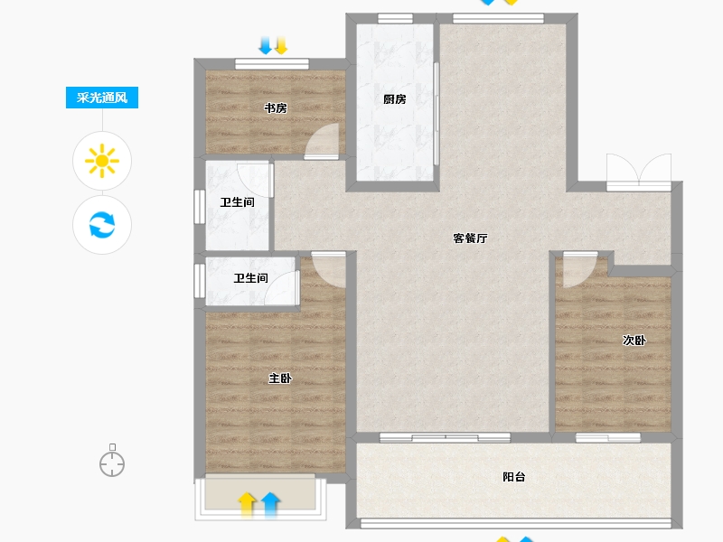 安徽省-宿州市-徽创万兴·花半里-101.65-户型库-采光通风