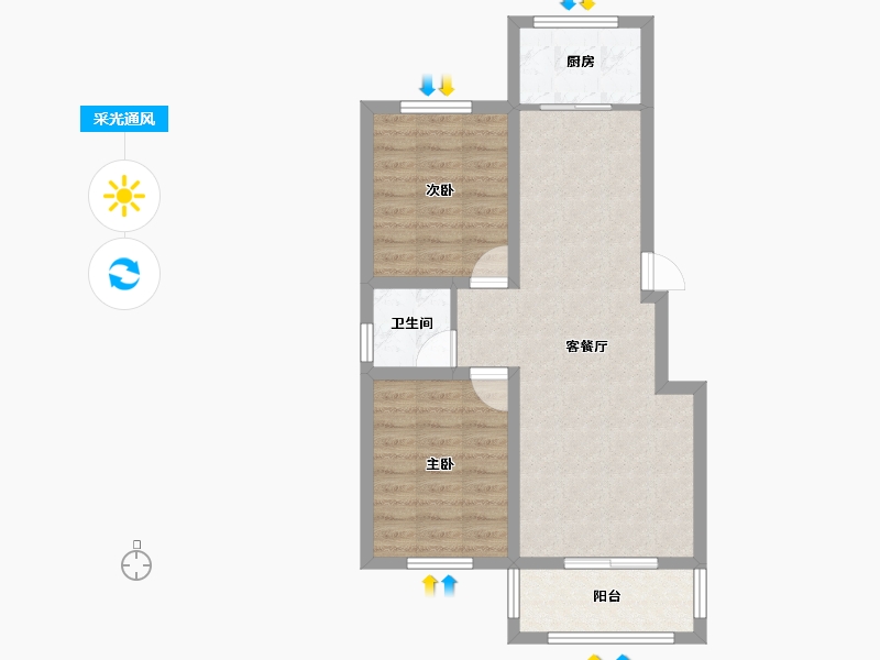 河南省-三门峡市-万城华府-63.51-户型库-采光通风