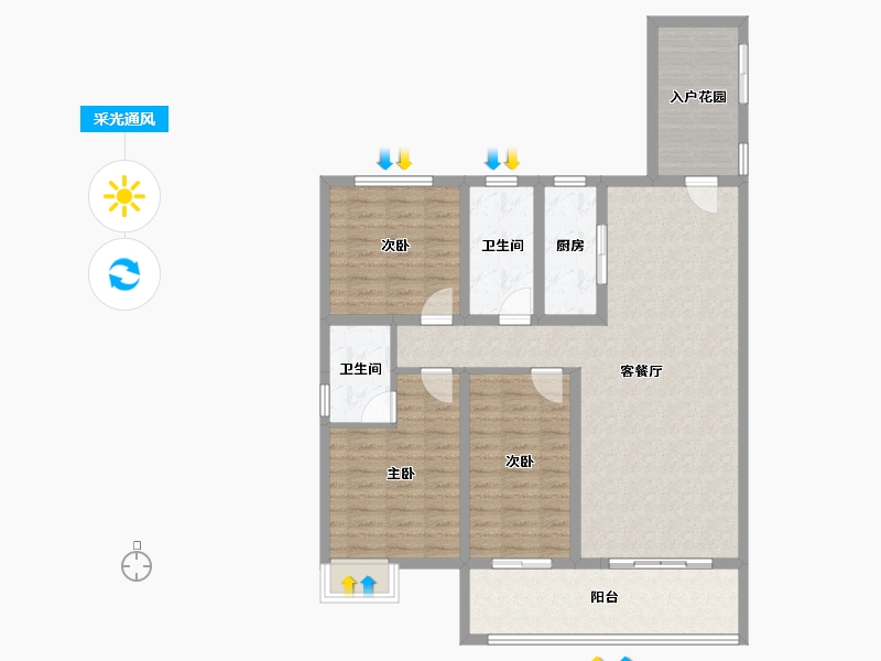 安徽省-宿州市-中煤·华府-109.60-户型库-采光通风