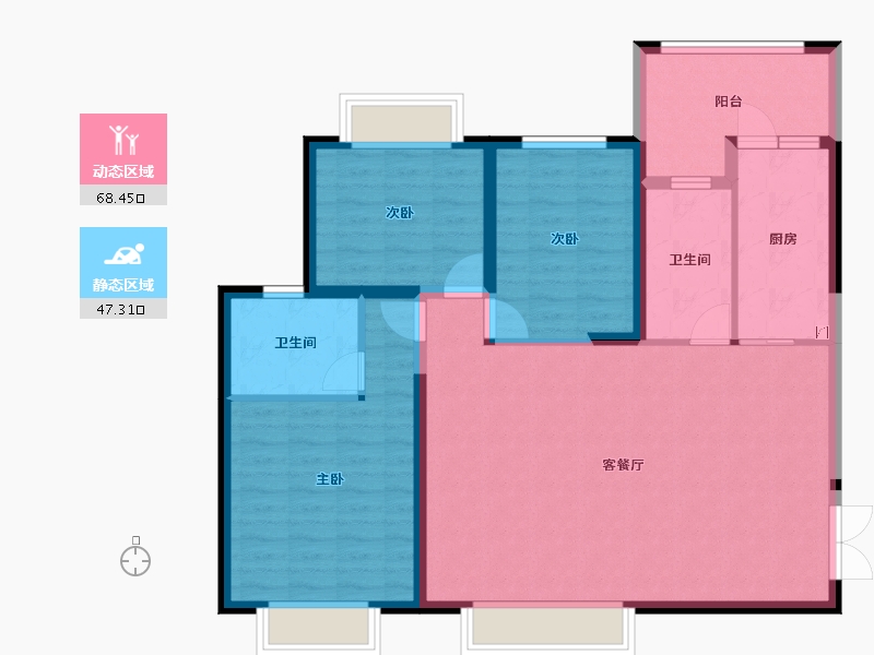 云南省-红河哈尼族彝族自治州-​弥勒印象-104.56-户型库-动静分区