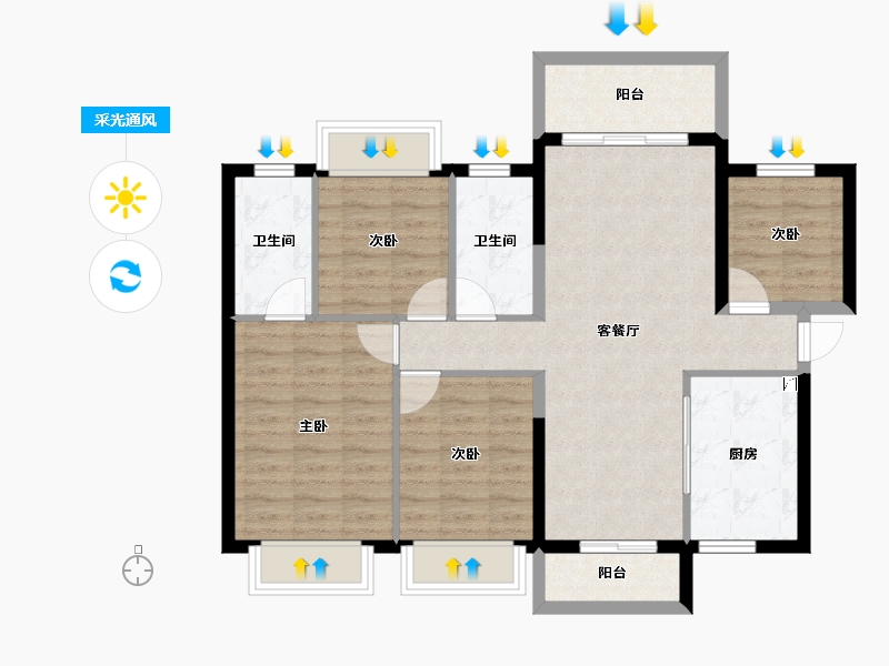 广东省-湛江市-金地自在城-87.20-户型库-采光通风