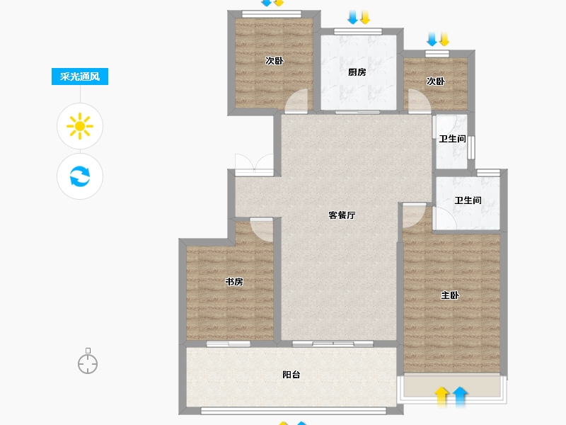 安徽省-宿州市-万兴·瑞禧台-108.00-户型库-采光通风