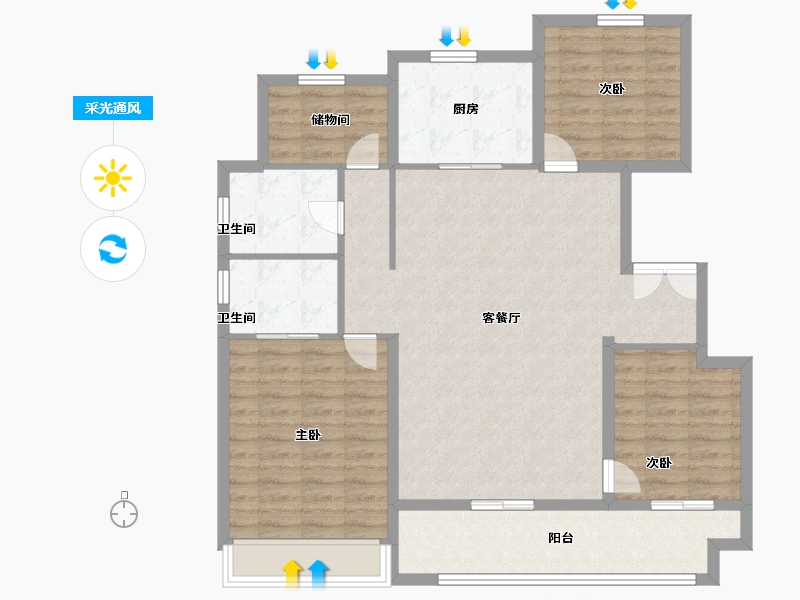 山东省-威海市-保集蓝郡-111.20-户型库-采光通风