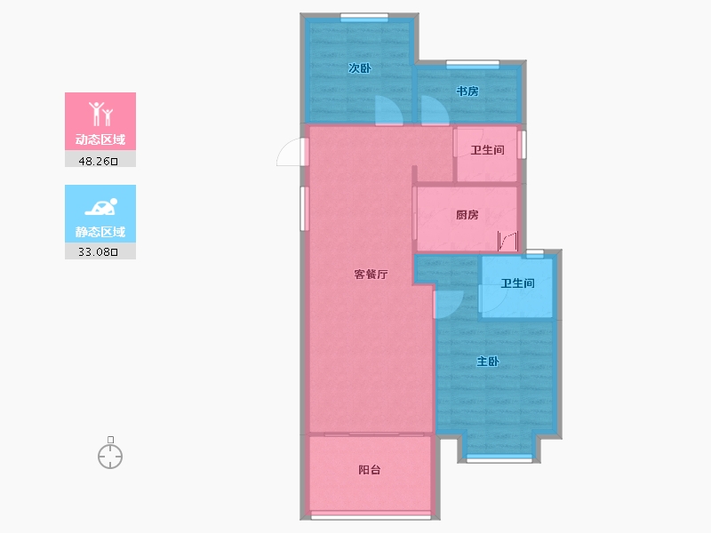 浙江省-宁波市-绿地听海苑-70.00-户型库-动静分区