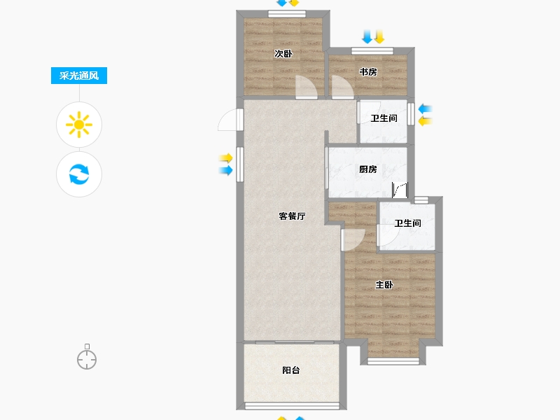 浙江省-宁波市-绿地听海苑-70.00-户型库-采光通风