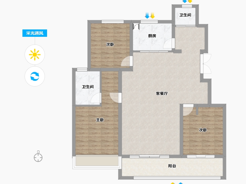 河北省-邢台市-中鼎麒麟华府-108.29-户型库-采光通风