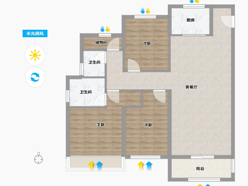 山东省-威海市-保集蓝郡-104.00-户型库-采光通风