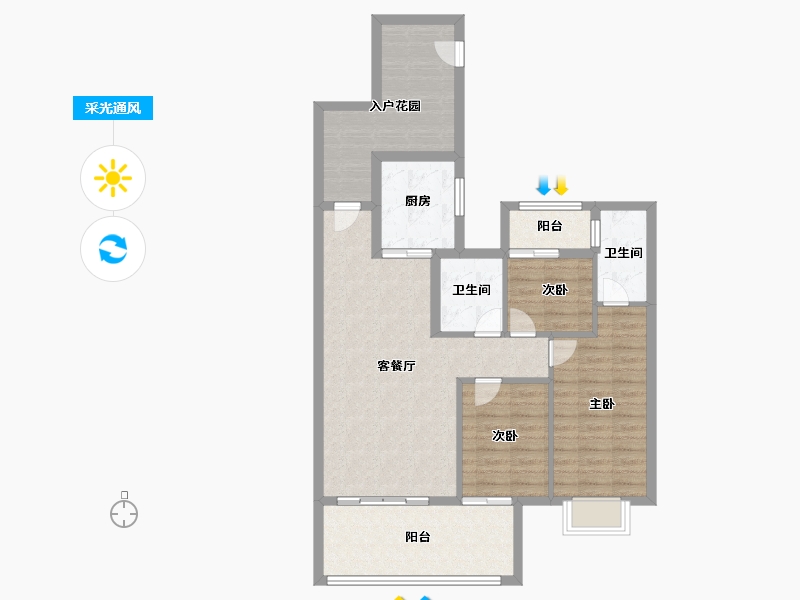 安徽省-宿州市-中煤·华府-92.80-户型库-采光通风