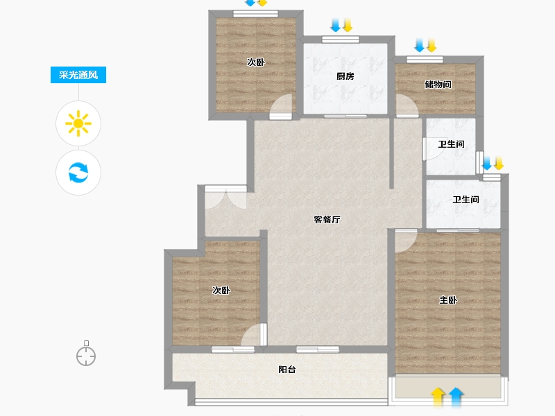 山东省-威海市-保集蓝郡-108.00-户型库-采光通风