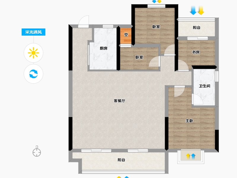 陕西省-铜川市-绿城·桂语江南-100.00-户型库-采光通风