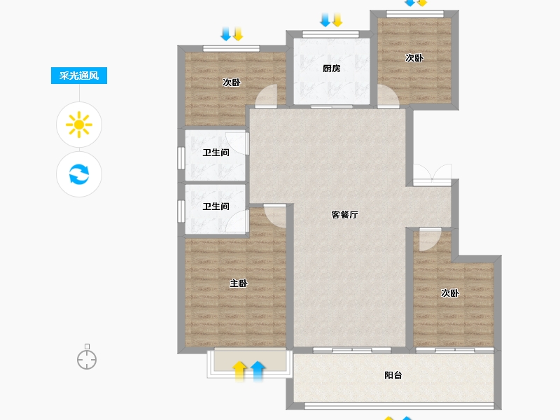 安徽省-宿州市-万兴·瑞禧台-112.02-户型库-采光通风