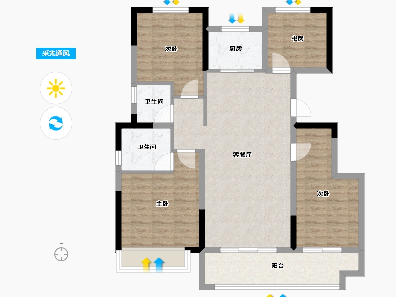 浙江省-丽水市-凯兴金宸府-92.99-户型库-采光通风