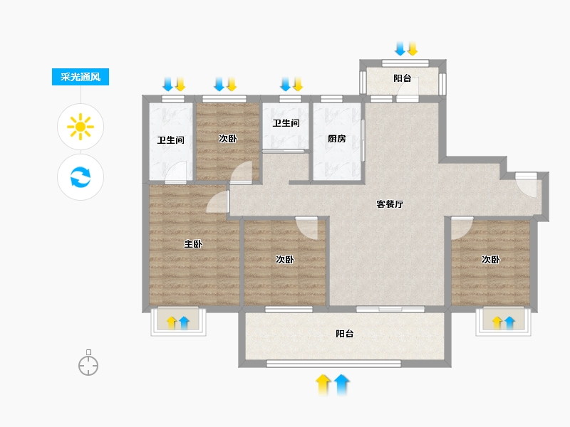 山东省-日照市-德瑞水岸华庭-103.74-户型库-采光通风