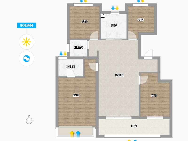 江苏省-扬州市-中信泰富锦玥府-94.40-户型库-采光通风