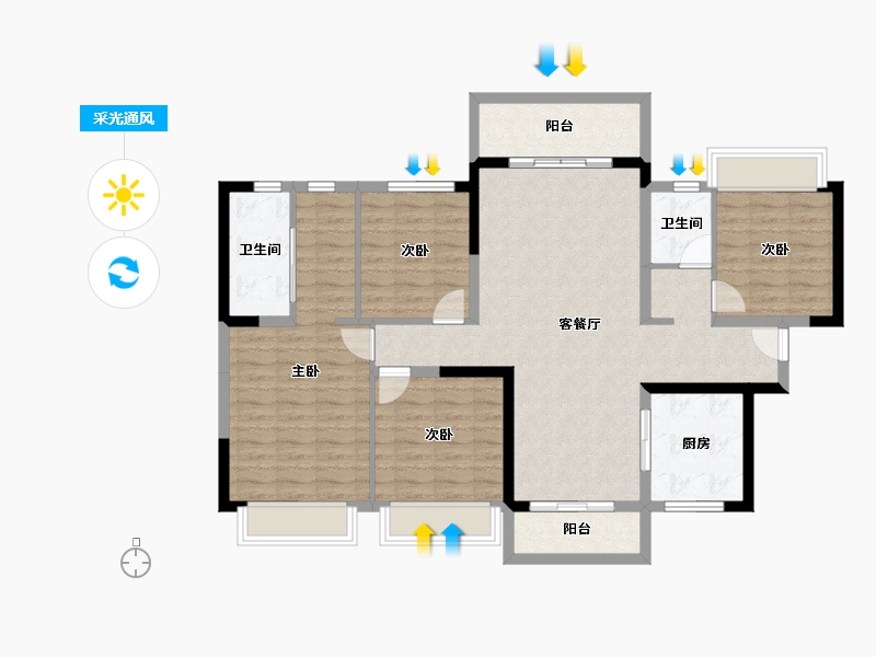 广东省-湛江市-华润置地湛江桃源里-110.34-户型库-采光通风