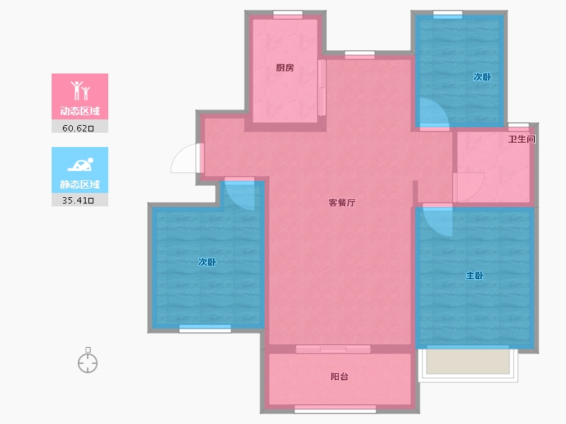 山东省-威海市-广安东浦海岸-85.60-户型库-动静分区