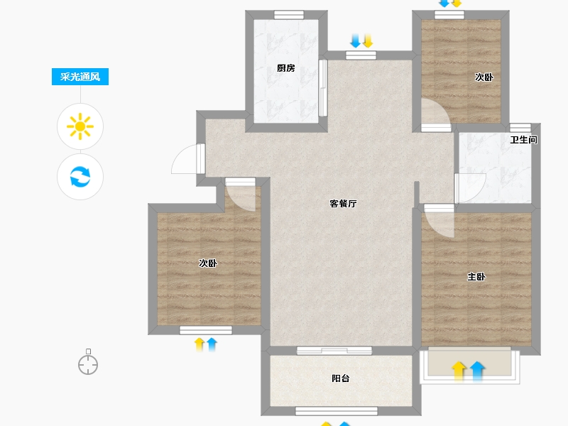 山东省-威海市-广安东浦海岸-85.60-户型库-采光通风