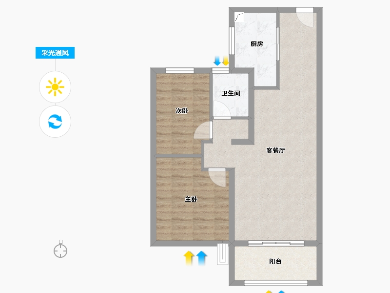 江苏省-扬州市-雅居乐江城雅郡-68.00-户型库-采光通风